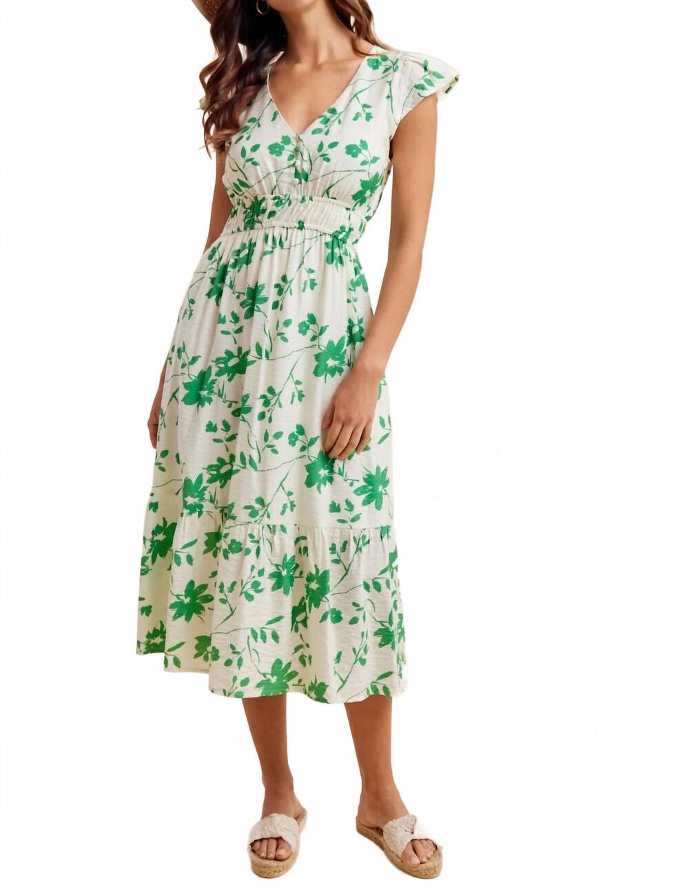 NEW ANNIEWEAR garland midi dress in green floral